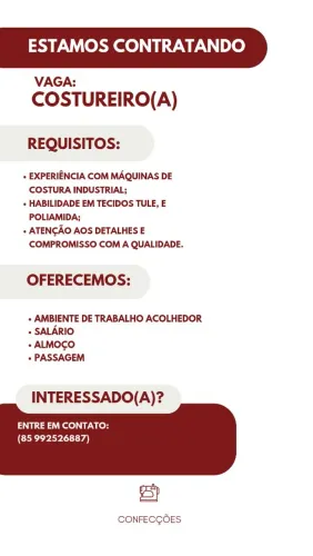 Vaga para costureiro(a)
