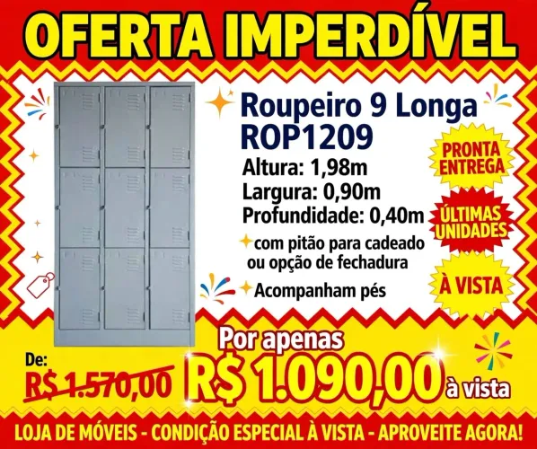 Roupeiro de aço Guarda Volume  9 portas 
