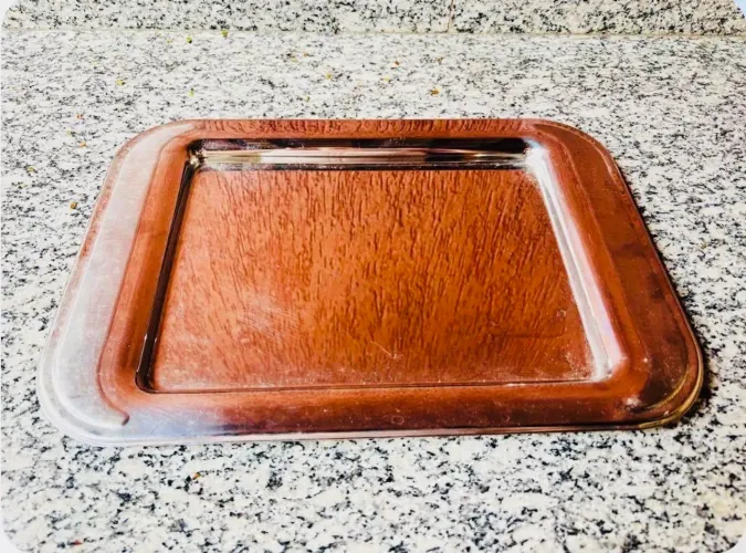 Bandeja Retangular de Inox Prata!