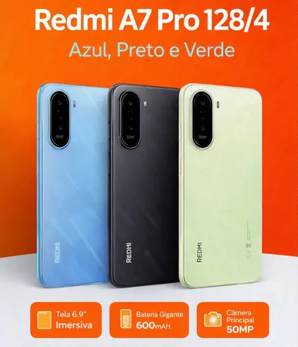 Celular Redmi A7 PRO 4G 128GB 04GB RAM Lançamento Xiaomi Novo Preto Verde Azul Entregamos
