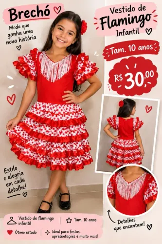 Vestido infantil de flamingo 