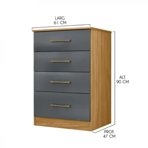 Cômoda para Quarto Com 4 Gavetas Moval MS913