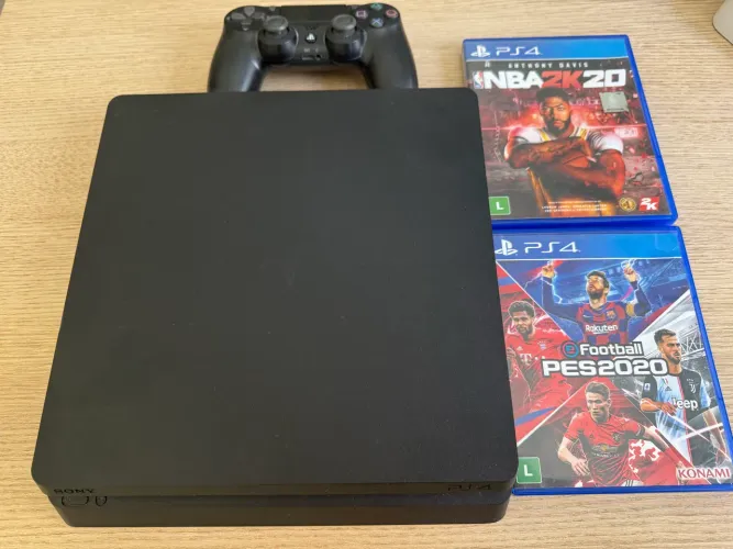 PS4 Slim 500GB Completo + 2 Jogos Originais - Funcionando 100%