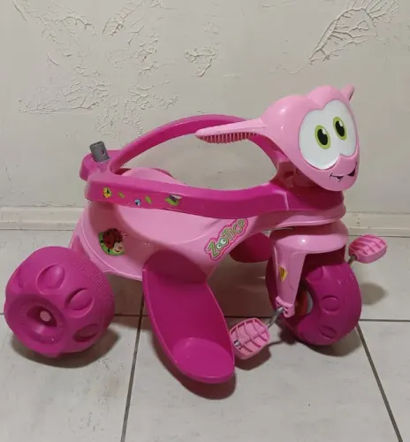 Triciclo/Motoca Infantil Zootico, cor: rosa - Bandeirante - Sem uso, falta cabo empurrador