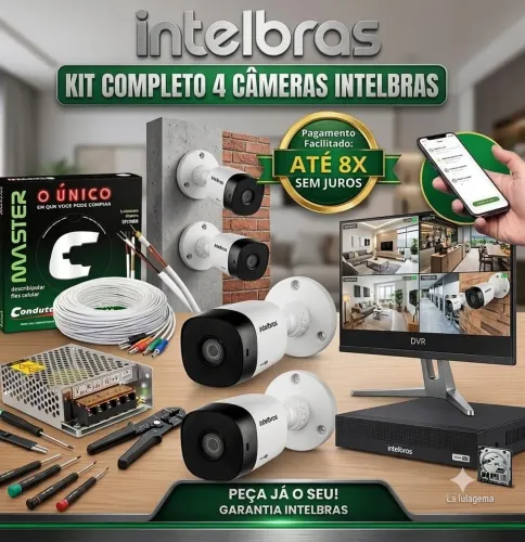 CÂMERAS DE SEGURANÇA INTELBRAS FULLHD; Kit Completo com instalação.