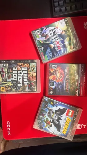 Lote de Jogos PS3 Originais - GTA IV, Mortal Kombat Komplete Edition, PES , Lego Batman