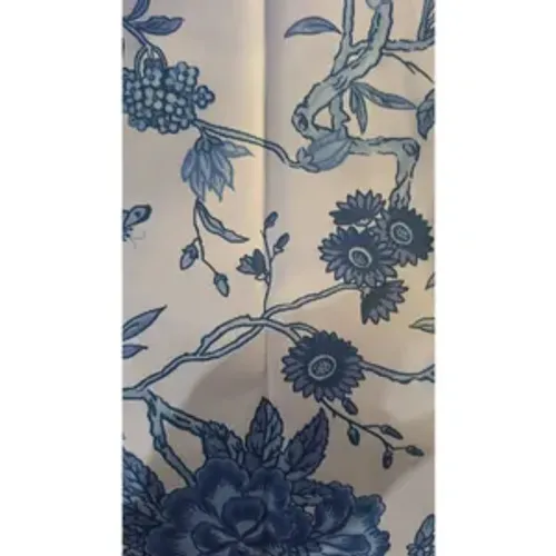 CAPA DE ALMOFADA BRANCA E AZUL FLORAL 40X40