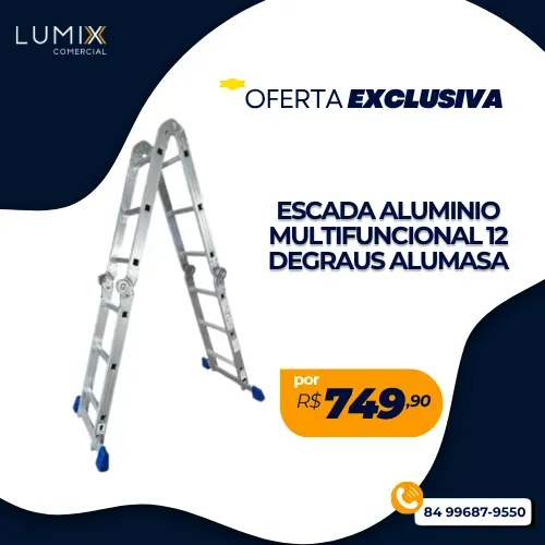 ESCADA ALUMINIO MULTIFUNCIONAL 12 DEGRAUS ALUMASA