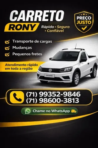 Jovem carreto. Faço carreto para SSA e região metropolitana, 24 hs. Preço justo.