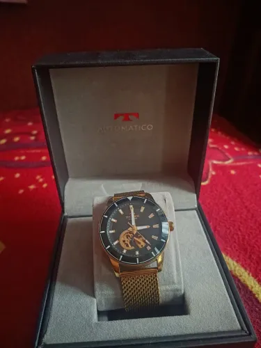 Relógio Technos Automático Dourado Pulseira Esteira / Mesh - Original