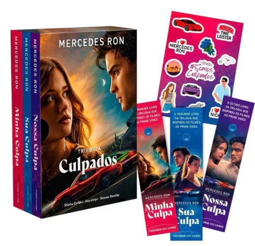 kit box livros culpados com mimos de fãs 
