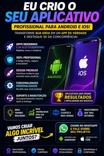 Criação de Aplicativos Profissionais Android e iOS ? | Transforme Sua Ideia em Sucesso!