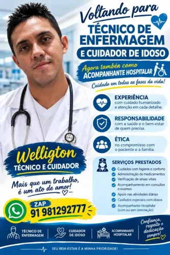 Sou cuidador acompanhante hospitalar posso trabalhar tanto em residências unidade