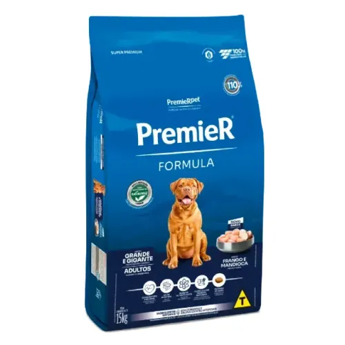 30kg Ração Premier Formula Cães Adultos Raças Grandes e Gigantes Frango e Mandioca