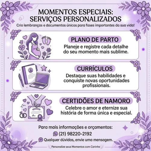 Faço Plano de Parto, Currículos e Certidão de Namoro!