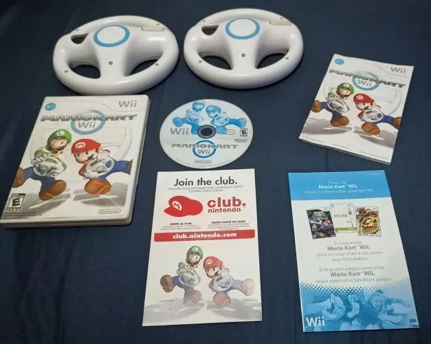 Volantes e jogo Mario Kart Wii