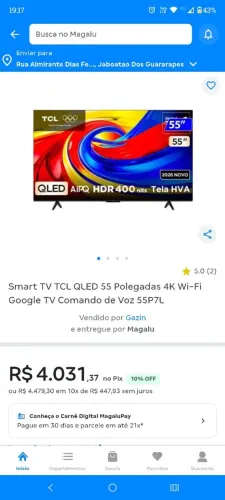 TV TCL 55 2500 QLED