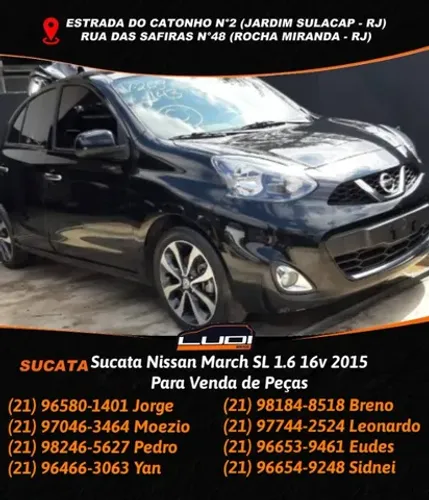 Sucata Nissan March SL 1.6 16v 2015 Para Venda de Peças