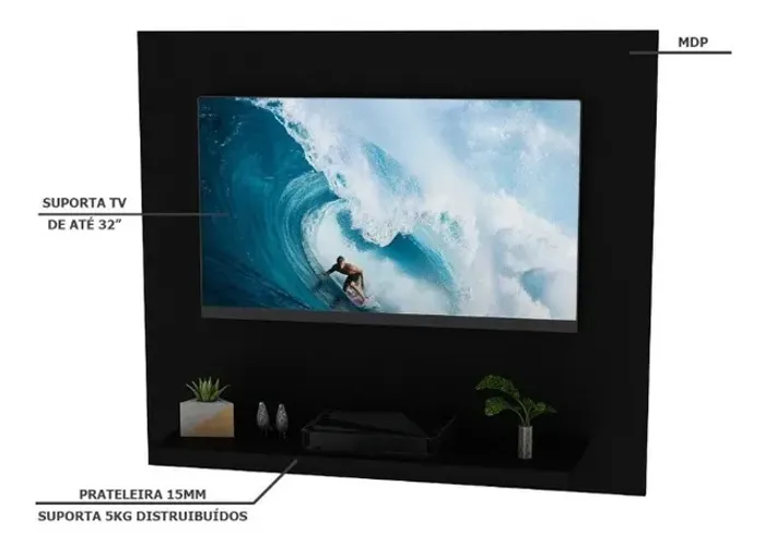 Painel Para Tv Suspenso De Até 32 Polegadas 90x78cm MV Decor