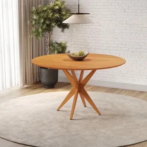 Mesa de Jantar Redonda Moderni Pés em Madeira Maciça p866