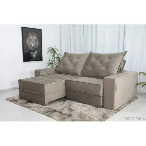 Sofá Retrátil Reclinável Clara 2.50m D33 e Molas Ensacadas rf754