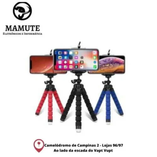 Mini tripe flexivel + suporte de celular