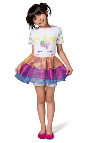 Pijama Curto com Saia de Organza Veggi - Tamanho 4 Anos