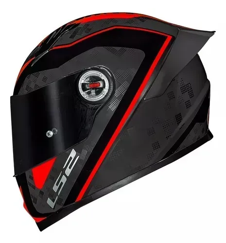 Capacete LS2 FF358 S STRIKE Titânio Vermelho Brilhante