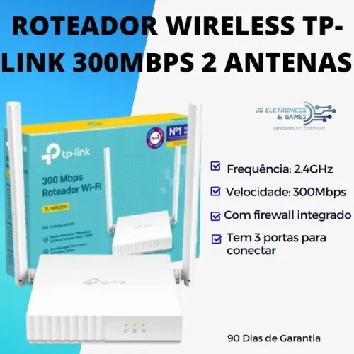 Roteador TP-Link 300Mbps de velocidade 2 antenas - entrega rápida