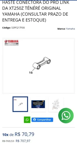 Haste conectora pro link lander ou ténéré 250 