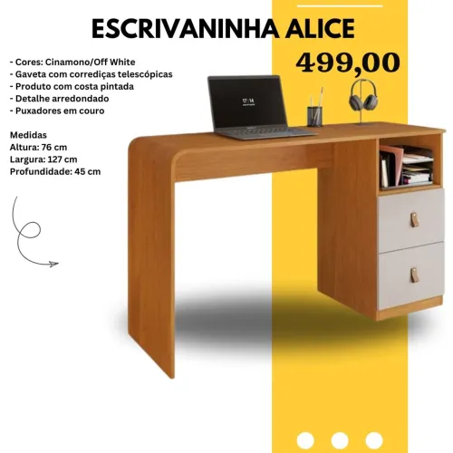 Escrivaninha Alice com 2 gavetas - FRETE GRATIS - ENTREGA HOJEEE !! 
