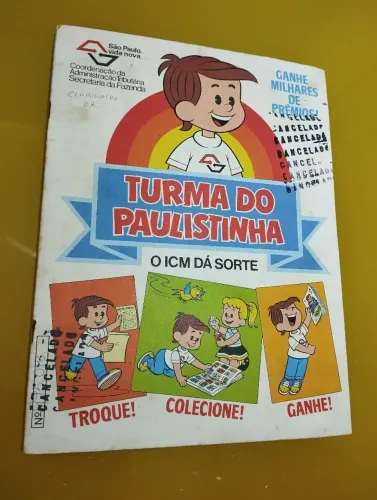 Álbum de figurinhas antigo da Turma do Paulistinha anos 80 ICM