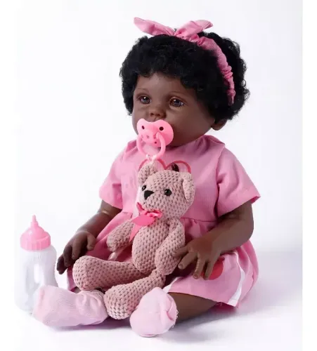 Boneca Bebê Realista Bela 48cm C 08 Acessórios Brink