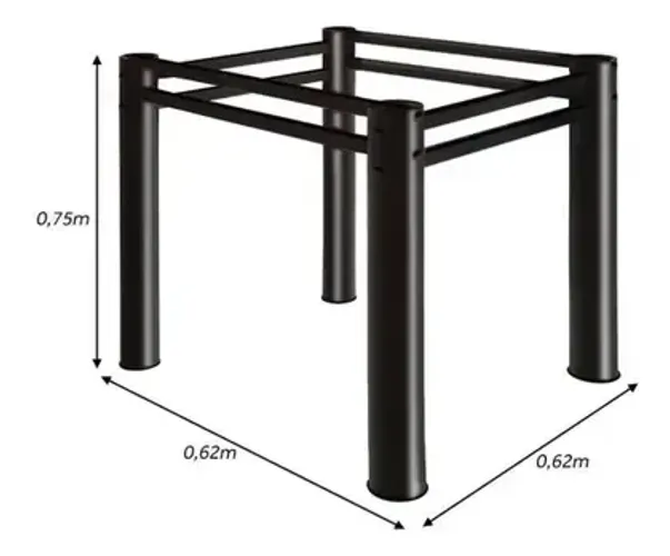 Base De Mesa Jantar para Tampos de Vidro ou Granito Marmore de 0,75x0,75 ou 0,90