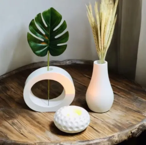 Conjunto de Vasos Decorativos Brancos