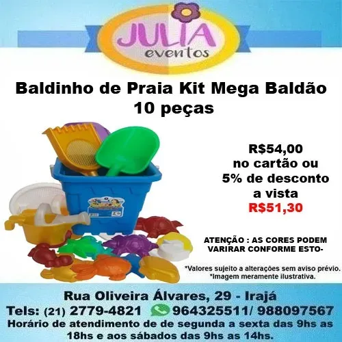 Kit Baldinho de Praia Kit Mega Baldão 10 peças