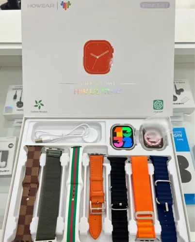 Smartwatch HW Ultra 8 em 1 com 8 Pulseiras Incríveis mais case 