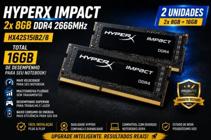 Memória HyperX Impact 2x8GB - 16GB DDR4 2666MHz - Alto Desempenho para Notebook