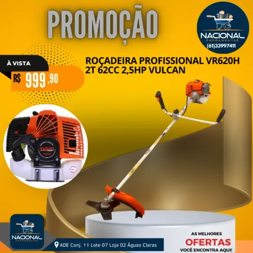 Roçadeira VR620H Lateral  À Gasolina 62cc 2t Vulcan NOVA