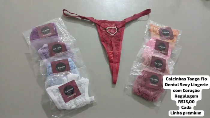Calcinha pingente coração modelo fio dental 