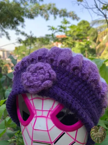 Touca de Lã em Crochê - Tons de Roxo e Lilás