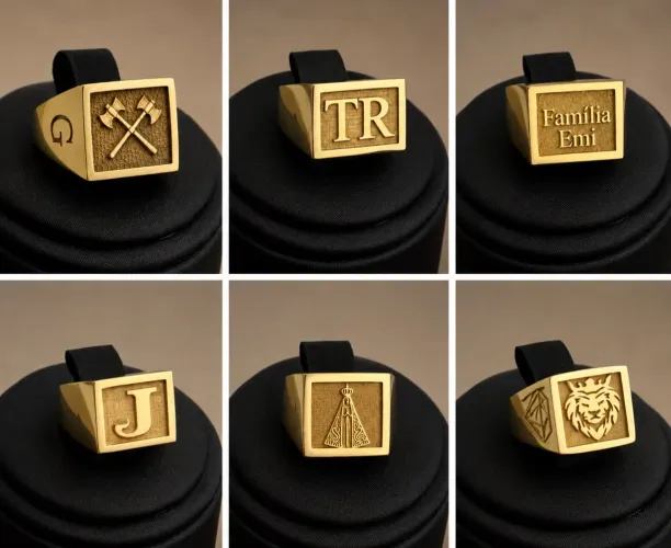 Anel de ouro masculino personalizado - ouro 12k
