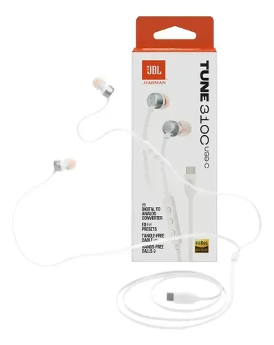 FONE DE OUVIDO COM FIO TUNE 310C USB-C BRANCO - JBL