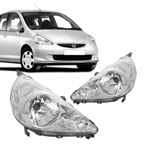 Par de Farol Honda Fit 2003 a 2008 cromado