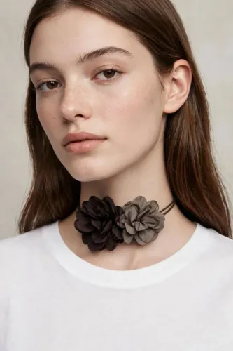 Choker Zara novo preto e taupe
