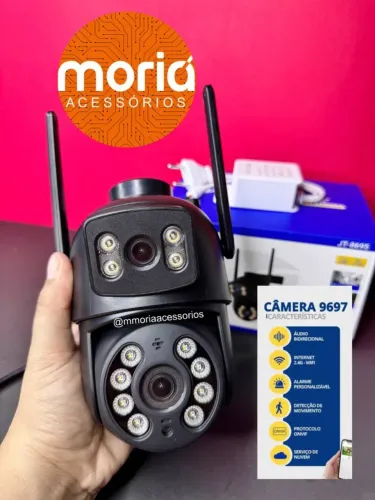 Câmera de Segurança Externa Wi-Fi 2 Lentes Áudio Microfone Visão Noturna Sensor Movimento