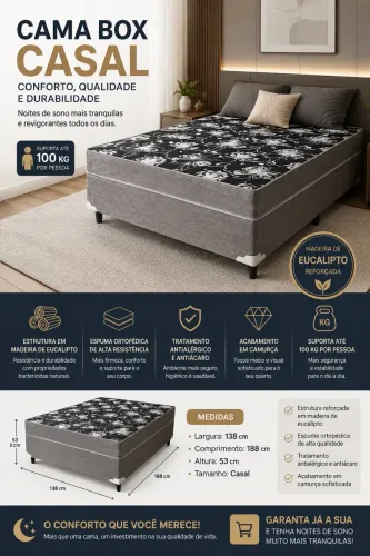 Cama Box Conjugada Casal | Direto da fábrica