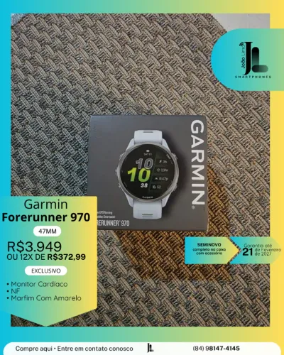 GARMIN FORERUNNER 970, 47MM, LACRADO, EXCLUSIVO!