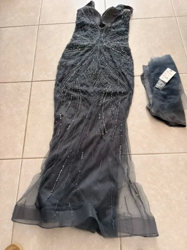 Vestido de Festa Baile - Cinza Chumbo
