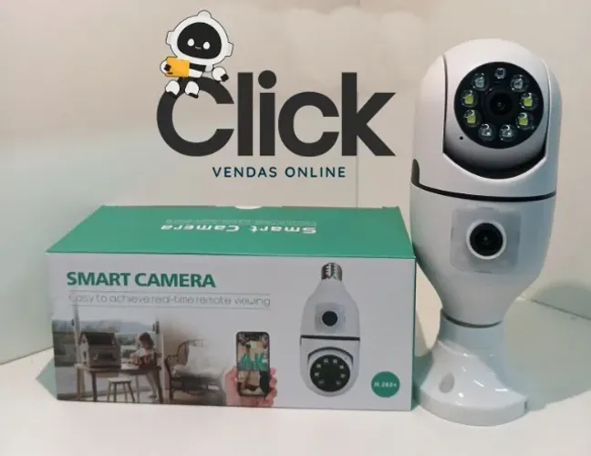 Câmera de Segurança Inteligente Wi-Fi com design "robozinho".
